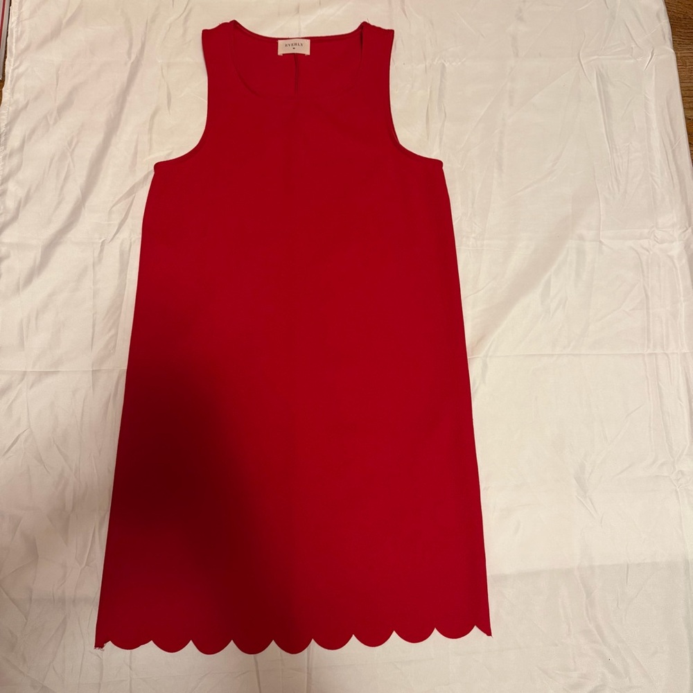 Everly Red‎ Scalloped Hem Dress